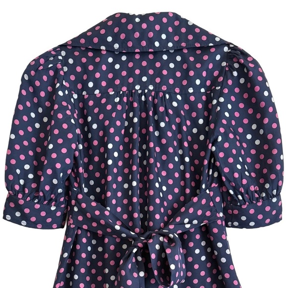 BSTSEY JOHNSON Vintage 100% Silk Retro Feminine Polka Dots Y2K Babydoll Dress 0 - Picture 8 of 10